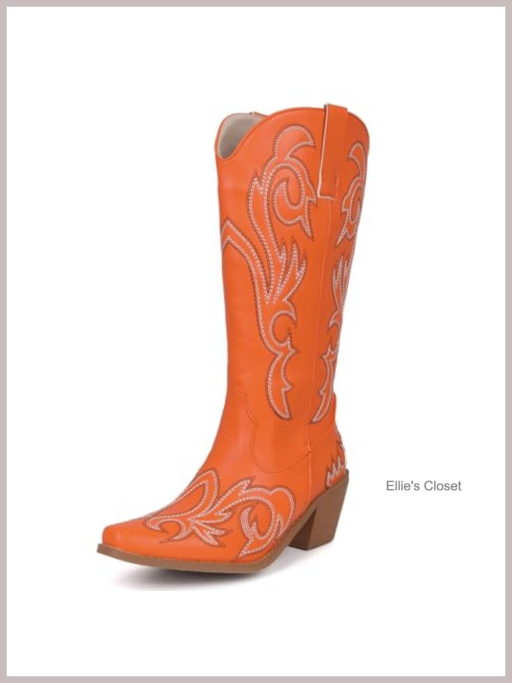 Women's Embroidered Cowgirl Boots Snip Toe Slip On Floral Knee High Western